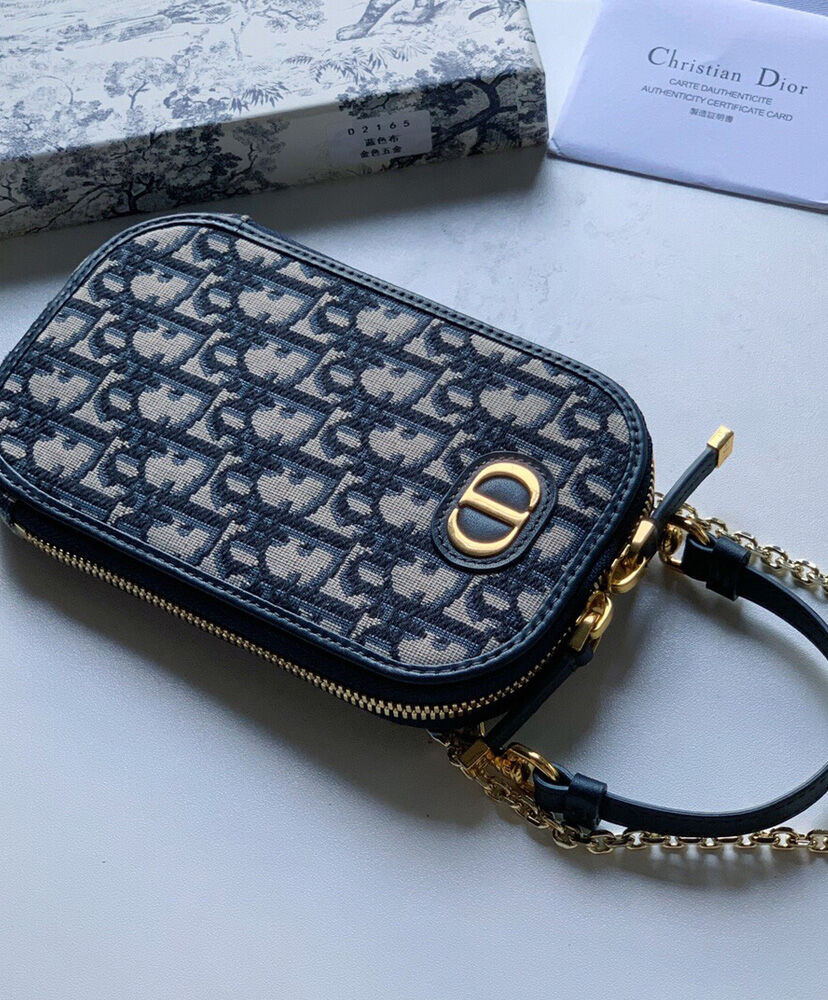 Christian Dior 30 Montaigne Phone Holder Dark Blue